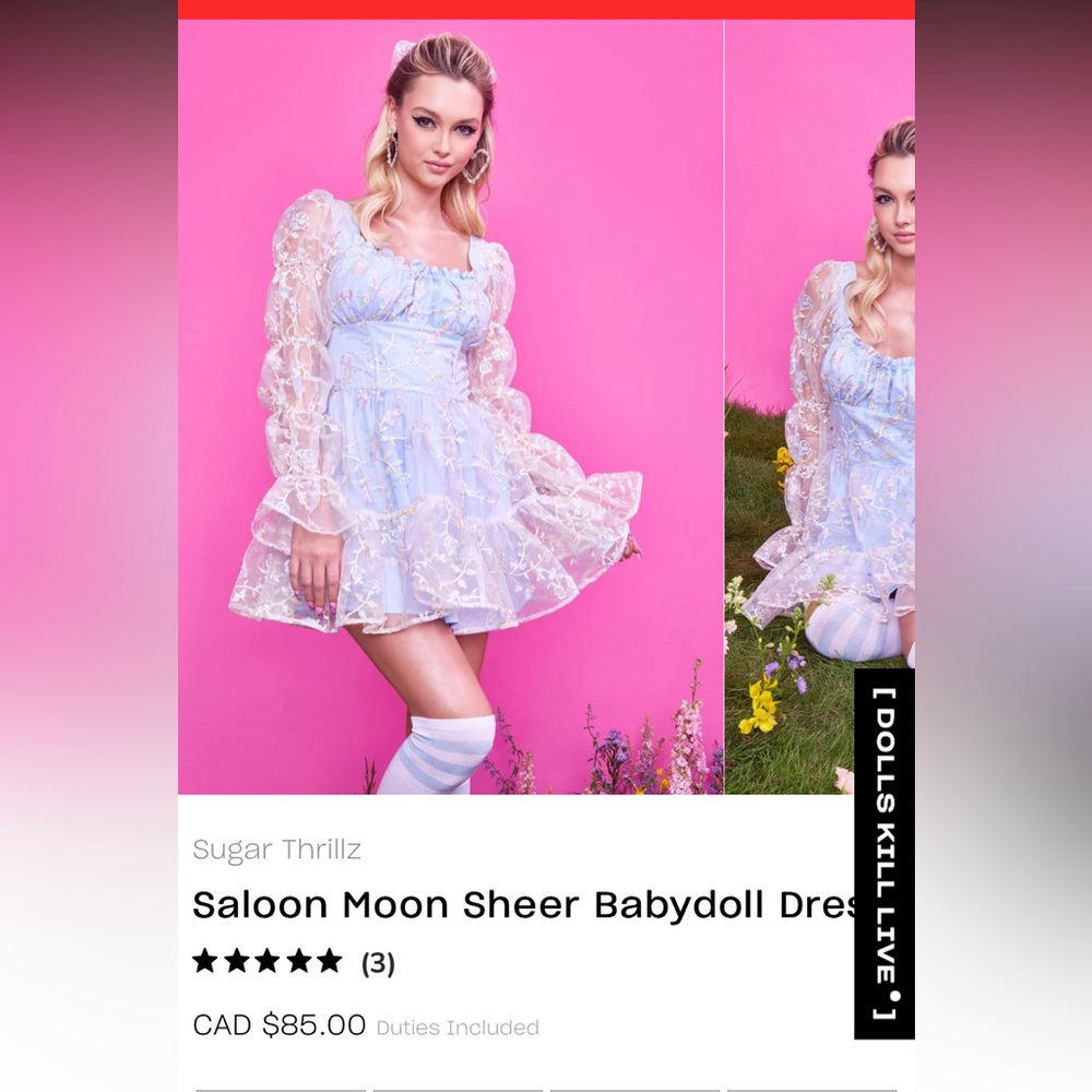 Sugar Thrillz babydoll dress - size Small - sold out